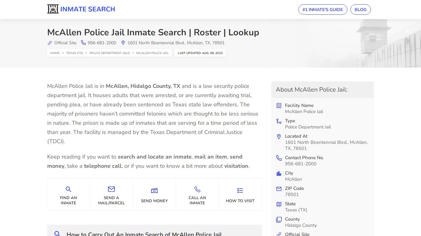 McAllen Police Jail Inmate Search | Roster | Lookup