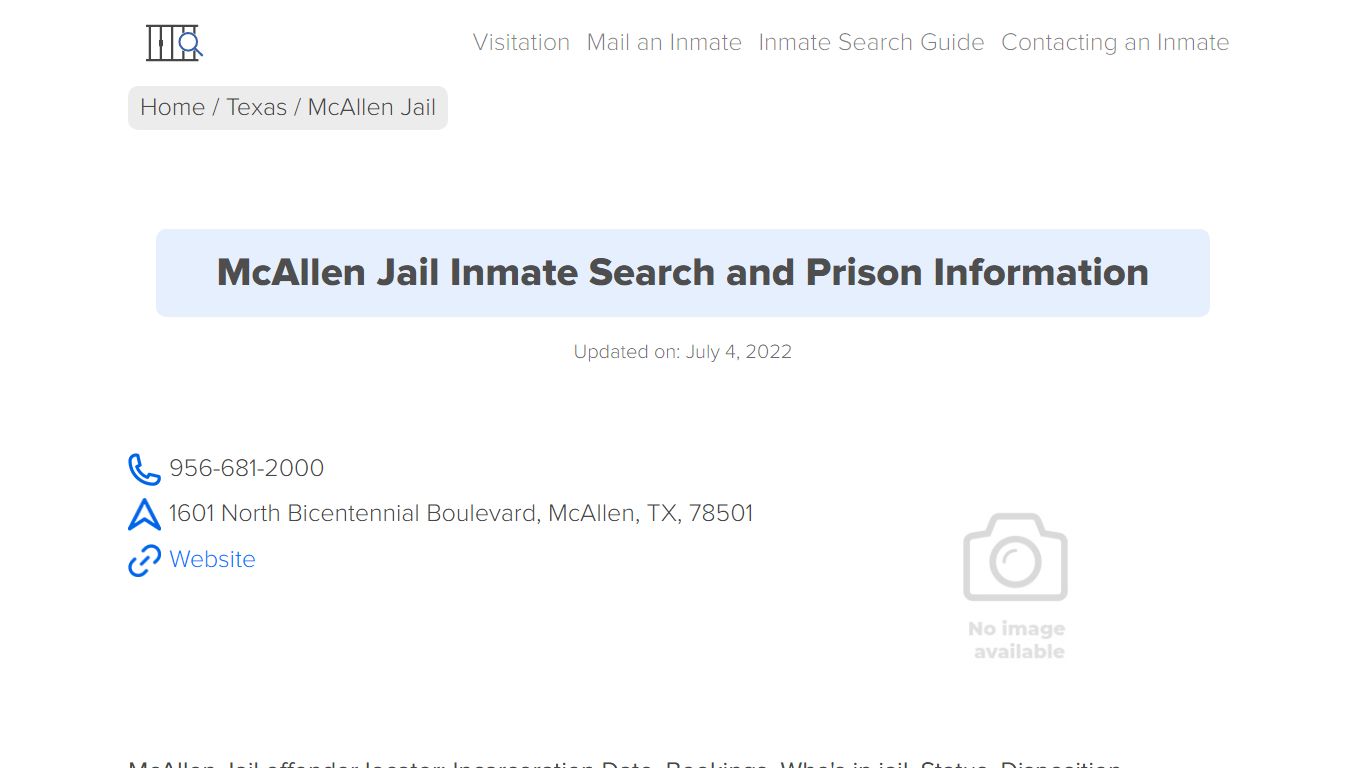 McAllen Jail Inmate Search, Visitation, Phone no ...